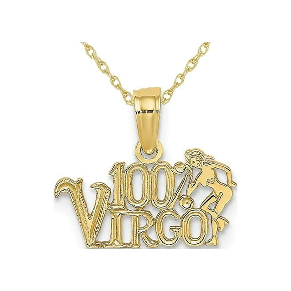 10K Yellow Gold 100% VIRGO Charm Astrology Zodiac Pendant Necklace with Chain for Women