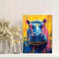 thumbnail image 2 of Qisvanset 12x16 Inch Framed Canvas Wall Art Vibrant Abstract Hippo Modern Expressive Animal Living Room Decor, 2 of 8