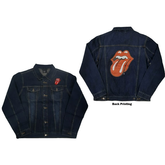 The Rolling Stones Unisex Denim Jacket Classic Tongue (Back Print) (Small)