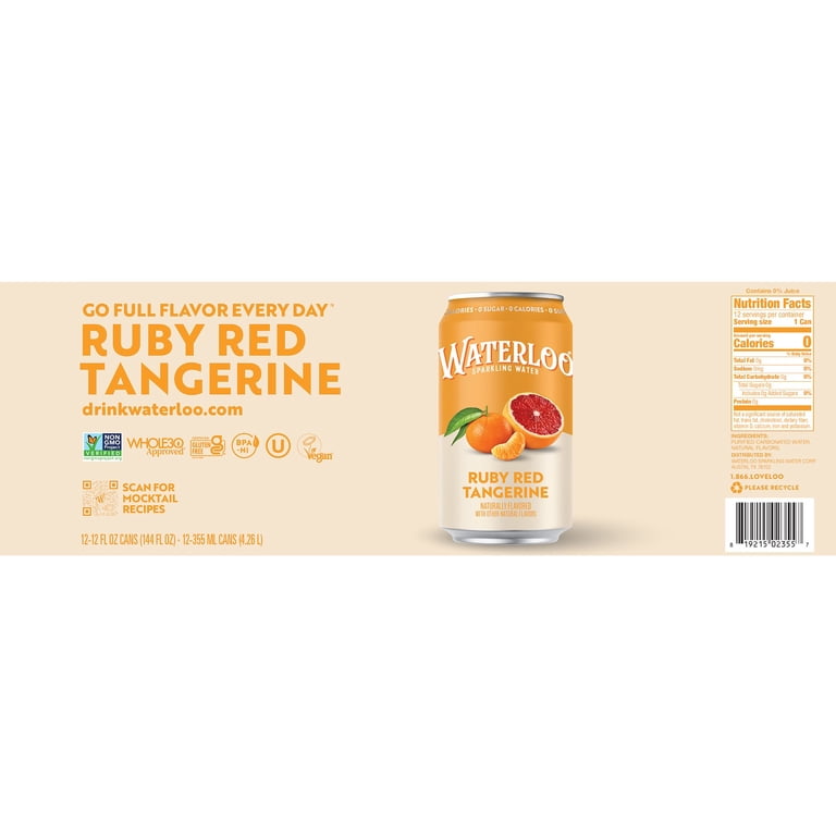 Waterloo Ruby Red Tangerine Sparkling Water, 12 fl oz, 12 Pack photo 6