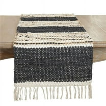 Saro Lifestyle Boho Leather Chindi Fringed Table Runner