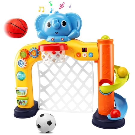 FVLOENG Basketball Hoop Indoor and Soccer Goal Activity Center Toys with Sound and Music for Kids Toddler Mini Basketball Hoop for Baby Boys & Girls 1 2 3+ Year Old Birthday Toys