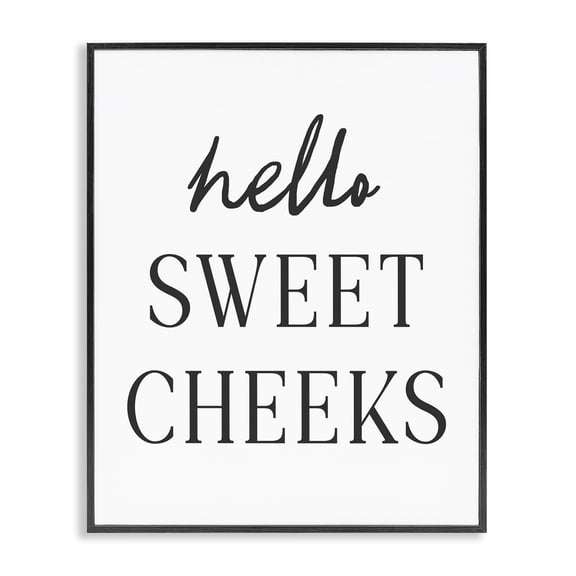 Stupell Industries Sweet Cheeks Bathroom Humor Black Framed Giclee Art, design by Lettered and Lined