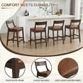 thumbnail image 3 of Dayalane Modern Farmhouse Bar Stools Set of 2, 26”Counter Height Bar Stools with Slatted Back, PU Leather Upholstered & Solid Wood Legs Barstools for Kitchen Island Dining Rooms and Home Bars, Brown, 3 of 12