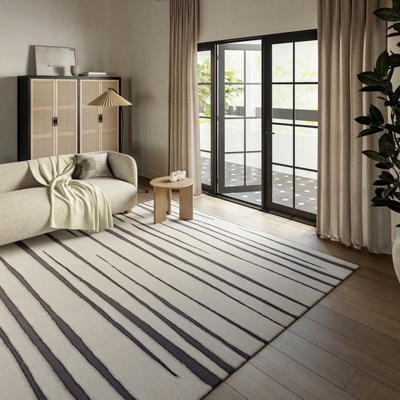 Rugs USA Studio Striped New Zealand Wool Area Rug, 8' 6" x 11' 6", Studio Ivory