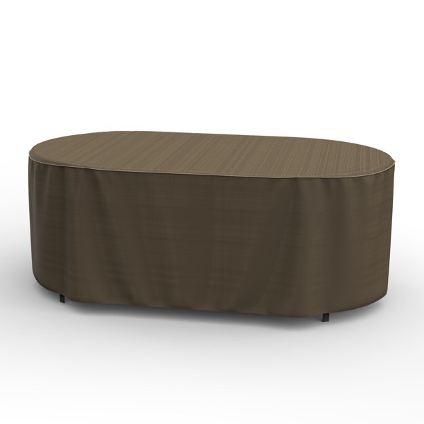 Budge Large BlackTan Patio Oval Table Cover, NeverWet Hillside