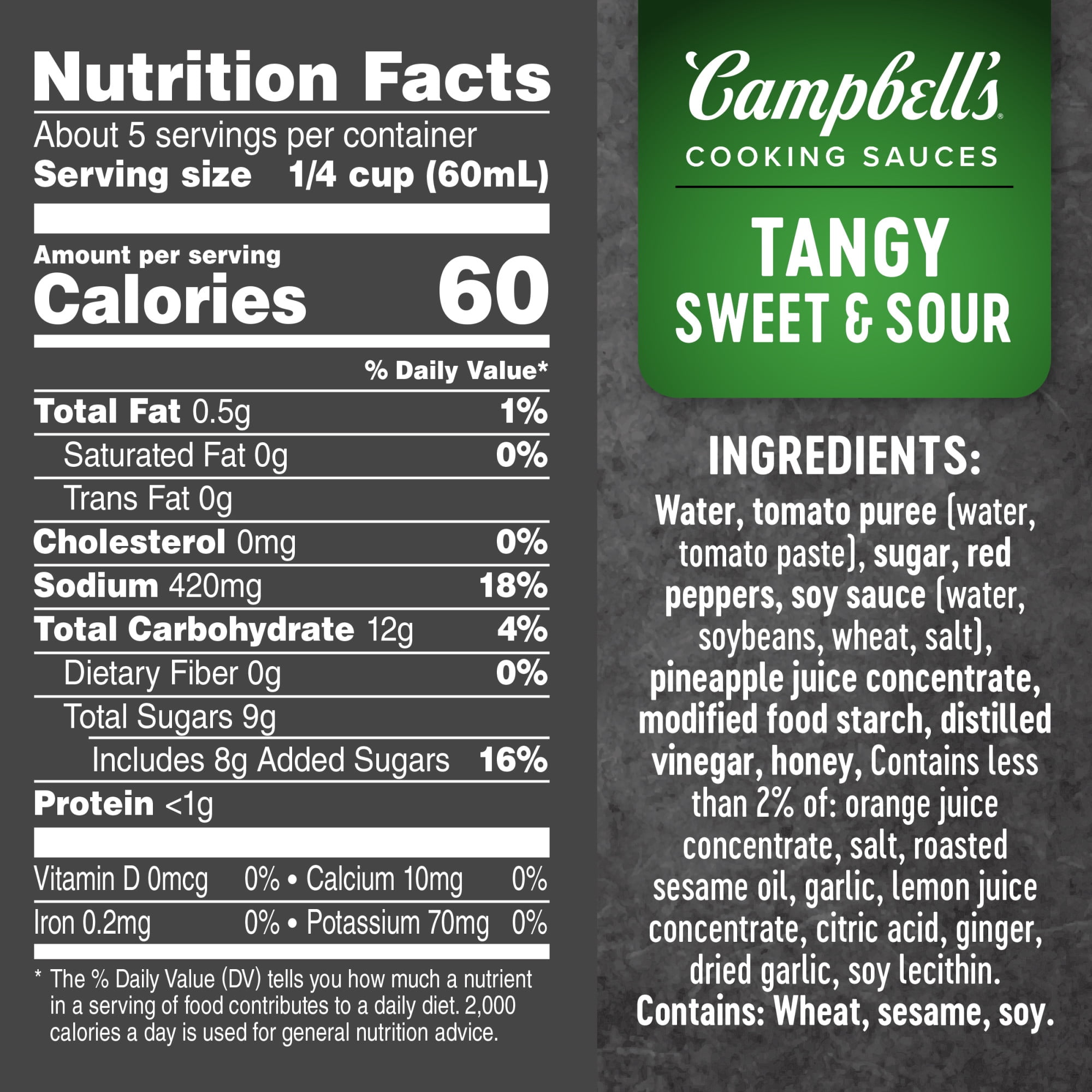 Campbell's Cooking Sauces, Tangy Sweet and Sour, 11 oz Pouch