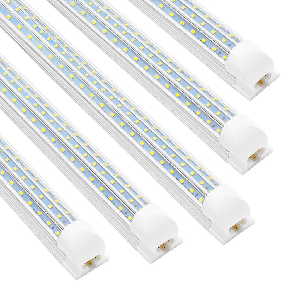 T8 8FT D Shape Integrated LED Tube Light Bulb 120W Shop Light Fixture