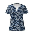 thumbnail image 2 of Fuzoiu Dragons Print Women's V-Neck T-Shirt,Women's Short Sleeve Top, Comfortable for Work, Leisure, and Sports, 2 of 7