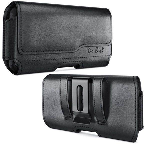 DeBin Large Holster for iPhone 16 Plus 16 ProMax 15 Plus 15 Pro Max 14 Plus 13 12 11 Pro Max Samsung Galaxy 24+ Plus 23+ Cell Phone Belt Holder Case with Clip Pouch (Fits with Otterbox Case on) Black