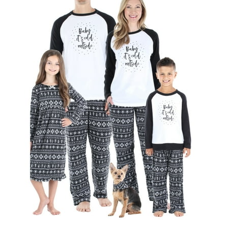 

Our Family Pjs Winter Black and White Fairisle Fleece Pajama Sets
