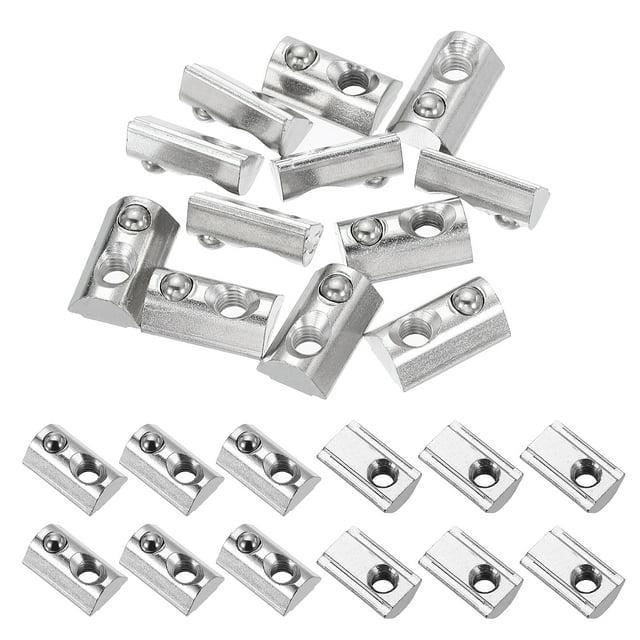 M6 Demi-Rond Rouleau en Ressort Écrous en T Série 4040 Acier au Carbone Fente en T Écrous à Ressort Argent, 12 Pcs
