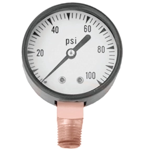 Simmons Manufacturing Pressure Gauge 1305 - 1/4 In. MPT, 100 psi, Brass, Manual