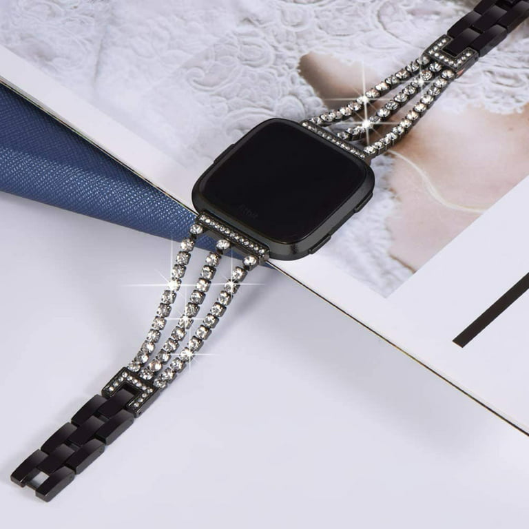 For Fitbit Versa 2 Watch Band Bling Stainless Steel Bracelet Strap+Diamond  Case
