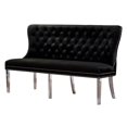 thumbnail image 1 of Black Velvet Bench with Tufted Seat and Silver Stainless Steel Legs, 1 of 3