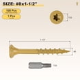 thumbnail image 2 of Deck Screws (#8x1-1/2") 100Pcs, Carbon Steel Wood Screw Decking Screws with T25 Torx Drive Head - for Wood Fence, Table, Tan, 2 of 7