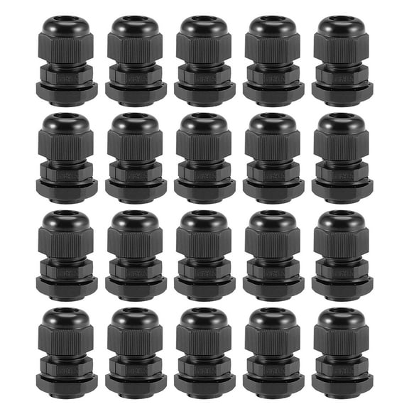 M16x1.5 Cable Gland 4mm-8mm Wire Hole Waterproof Nylon Joint Adjustable Locknut with Washer Black 20 Pieces