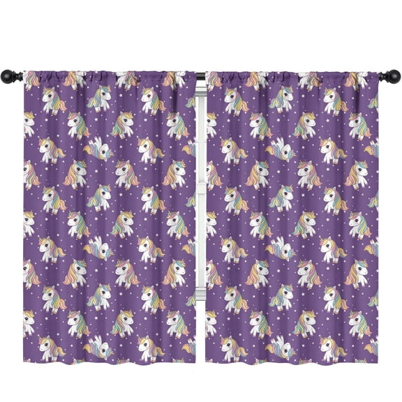Blackout Kids Curtains,Unicorn and Star Purple Pattern Children's Insulated Curtains Set Of 2,Bedroom Essentials,Toddler Room Decor 52"x84"