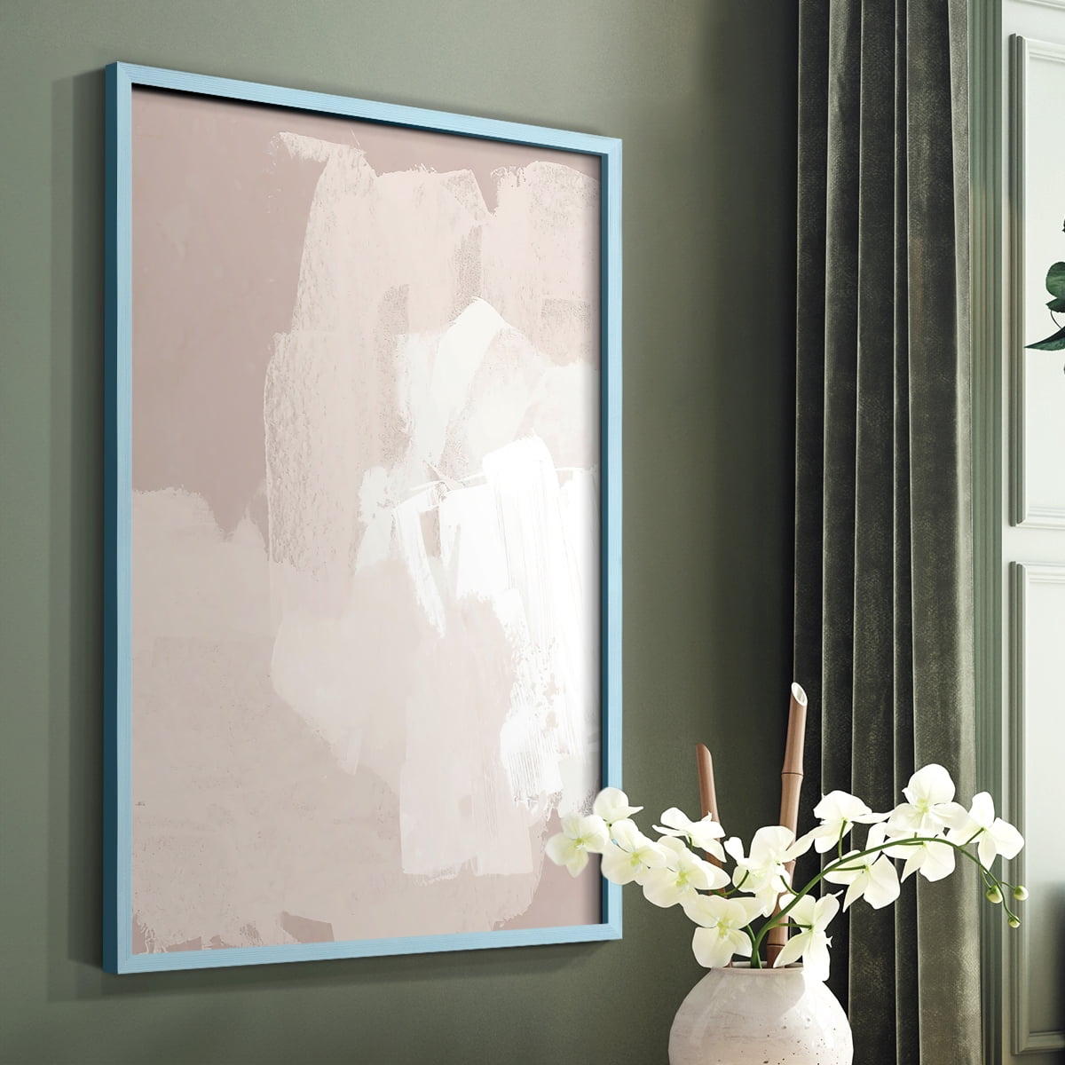 Cloud Slate II Framed Print in Blue Solid Wood Framed Print No Nail Hanging