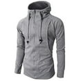 thumbnail image 6 of IROINNID Men's Long Sleeve Zip Up Mid-Length Hooded Jacket Solid Color Casual Autumn Winter Sport Hooded Pullover Blouse Tops, 6 of 6