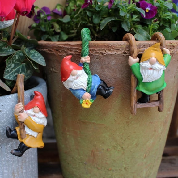 3 PCS Climbing Gnomes Tree Faces Decor Outdoor for Yard, Gnomes Statue, Outdoor Fairy Garden Resin Crafts, Flower Pot Landscape Dwarf, Micro Landscape Pendant Ornaments