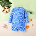 thumbnail image 6 of Boys One Piece Swimsuit Size 3-4Y Long Sleeve Swim Bathing Suit Sea Animal Print Sun Swimwear Beach Pool Kids Swimsuits, 6 of 9