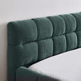 thumbnail image 6 of Queen Size Upholstered Platform Bed with Thick Fabric, Chenille Fabric Grounded Queen Size Bed Frame with Headboard and Solid Frame, Wooden Slats Support, No Box Spring Needed, Blue-Green, 6 of 9