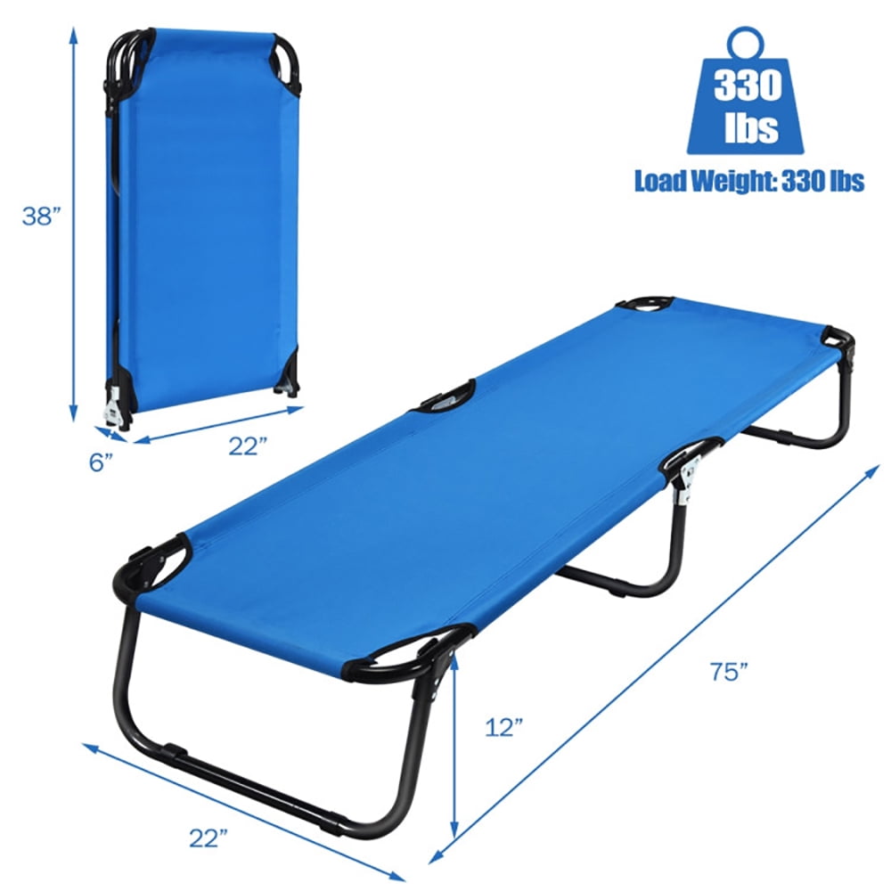 Aimee Lii Folding Camping Bed Outdoor Portable Military Cot Sleeping Hiking, Folding Sleeping Cot for Camping, Blue