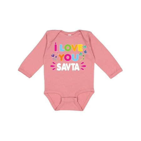 

Inktastic I Love You Savta with Flowers Gift Baby Girl Long Sleeve Bodysuit