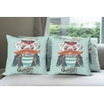 thumbnail image 6 of Ambesonne Pug Throw Pillow Cover 4 Pack, Captain Dog with Hat Jacket, 18", Pale Blue Navy Blue, 6 of 7