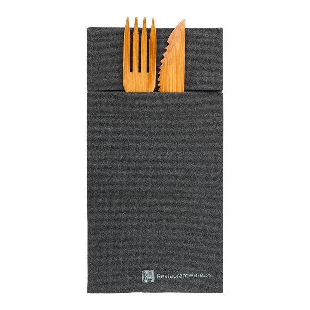 Kangaroo Paper Napkins, Dinner Napkins, Flatware Pocket Black 16" x