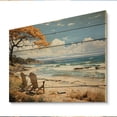 thumbnail image 2 of Designart "Bliss Pastoral Coastal Beach painting" Nautical & Beach Print on Natural Pine Wood, 2 of 5