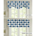 thumbnail image 4 of Rhombus Check Texture Blue Gray Window Curtain Kitchen Cabinet Coffee Tie-Up Valance Curtain Rod Pocket Short Curtain, 4 of 6
