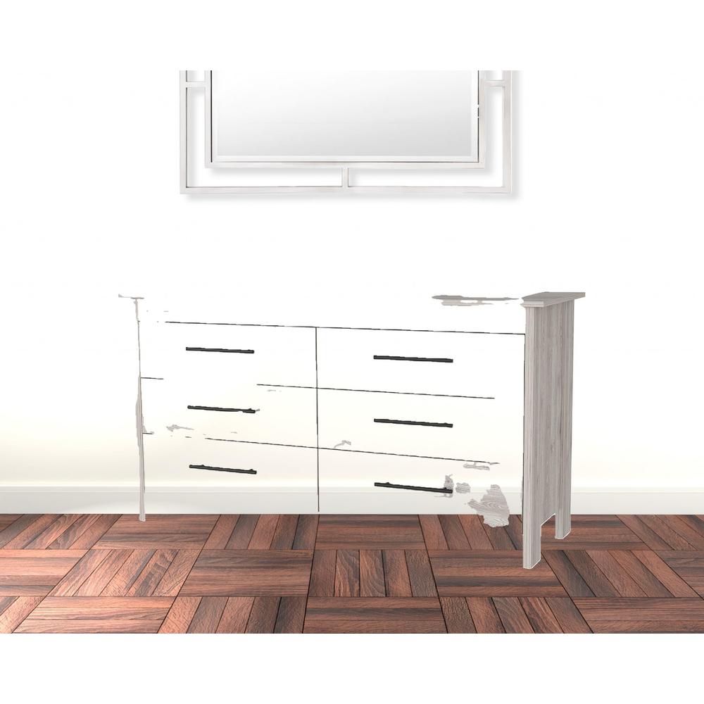 HomeRoots 32" Light Gray Manufactured Wood Six Drawer Double Dresser