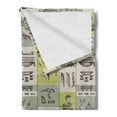 thumbnail image 2 of Egyptian Print Soft Flannel Fleece Throw Blanket, Historical Papyrus Manuscripts Inspired Hieroglyphs Animals, Cozy Plush for Indoor and Outdoor Use, 60" x 80", Reseda Green, by Ambesonne, 2 of 5