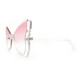 thumbnail image 6 of Womens Butterfly Upside Down Half Rim Plastic Oversized Sunglasses Clear - Pink, 6 of 8