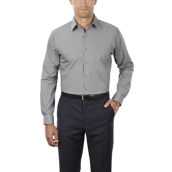 Van Heusen Men's Size Big Dress Shirt Tall Fit Poplin, Grey Stone, 20" Neck 37"-38" Sleeve