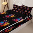 thumbnail image 3 of Castle Fairy Sport Handball Zipper Full Size Comforter Sets with Fitted Sheet and 2 Pillowcases, Ball Gamer Splash Zipper Bedding Set, Black Pink Orange,4pcs,Black Reversible, 3 of 6