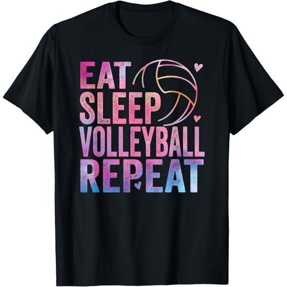 t-shirt Eat Sleep Volleyball Repeat colorful teen girls women kids T-Shirt mens，black，women，funny，journey，Crew Neck, Short Sleeve,printing