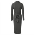 thumbnail image 5 of VBARHMQRT Plus Size Dresses New Button Slit Long Sleeved Ribbed Fashion Dress Slim and Slim Temperament Package Mid Length Skirt Black Dresses for Women Sexy Birthday Spring Dresses for Women, 5 of 5