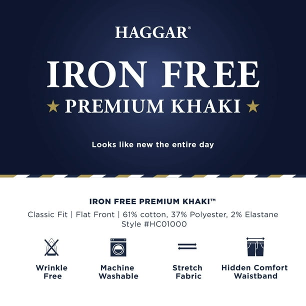 Haggar Men's Premium Comfort Stretch Classic-Fit Solid Flat Front