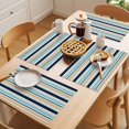 thumbnail image 5 of Khaki Striped Placemats Set of 8 Navy Blue Farmhouse Stripes Modern Abstract Art Place Mats Indoor Wipeable Table Mats Washable Dining Table Placemats for Kitchen Holiday Party Home Decor 13x19 Inch, 5 of 9