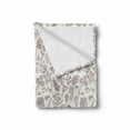 thumbnail image 2 of Playroom Soft Flannel Fleece Throw Blanket, Nature Themed Owl Cat Bird Bluebells Tulips Leaves Doodle Art, Cozy Plush for Indoor and Outdoor Use, 60" x 80", Dark Brown White, by Ambesonne, 2 of 6