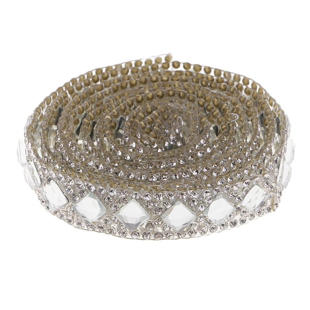 veasfak 1 Yard Rouleau de Ruban en Strass Sacs à Repasser Chaussures Patch Décoratif Appliques - 6 Rangées 12mm