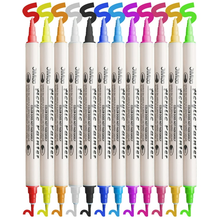 20 Brush Tip Acrylic Paint Pens, Classic and Metallic Color Double Pack,  Flexible Tip Brush Paint Markers for Lettering and Creative Painting,  Rocks