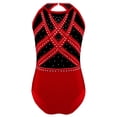 thumbnail image 3 of Eandarui Kids Girls Gymnastics Ballet Dance Leotard Bodysuit Shiny Rhinestones Figure Skating Costumes Red 6, 3 of 7