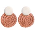 thumbnail image 1 of Pendientes de arcilla polimérica, pendientes redondos de gran sentido, pendientes colgantes ligeros bohemios con personalidad tejida a mano, 1 of 5