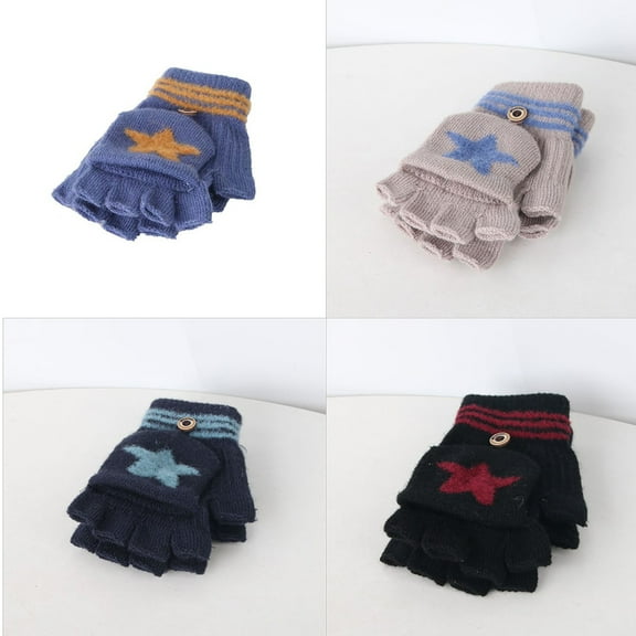 FONWILYO 1 Pair Wool Mitten Gloves for Toddlers Dark Blue Winter Wear Cold Protection