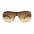 thumbnail image 3 of Womens Elegant Rimless Shield Wrap Luxury Designer Sunglasses Gold Brown - Brown, 3 of 4
