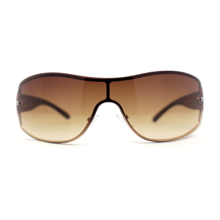 Modern Rimless Rectangular Tortoise Brown Shield Sunglasses with Gradient Lenses G By Guess Shield Sunglasses Brown Tortoise Gradient Lens  main image 3